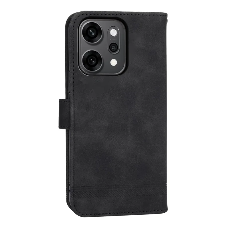 Étui DIERFENG DF-03 pour Oppo Reno14 Pro 5G (Global) Lignes d'impression Portefeuille en cuir Étui de téléphone avec dragonne - Noir