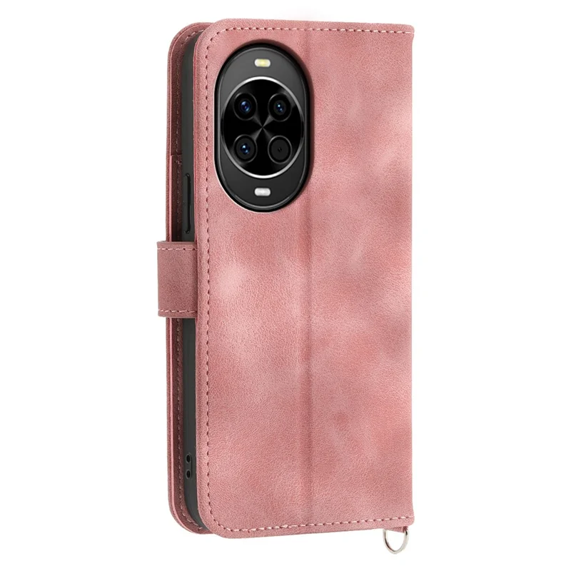 For Huawei nova 14 5G Case Flower Pattern PU Leather Wallet Phone Cover with Strap - Pink