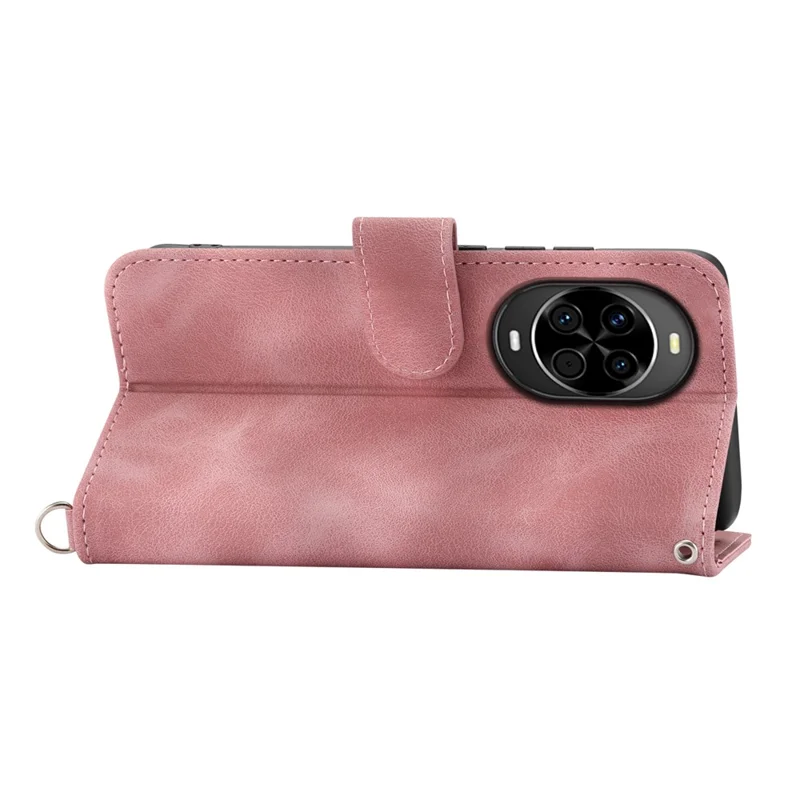 For Huawei nova 14 5G Case Flower Pattern PU Leather Wallet Phone Cover with Strap - Pink
