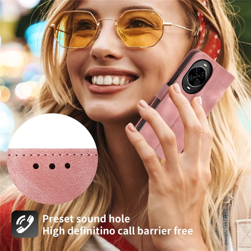 For Huawei nova 14 5G Case Flower Pattern PU Leather Wallet Phone Cover with Strap - Pink