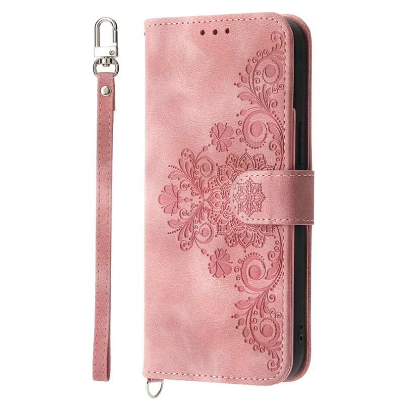 For Huawei nova 14 5G Case Flower Pattern PU Leather Wallet Phone Cover with Strap - Pink