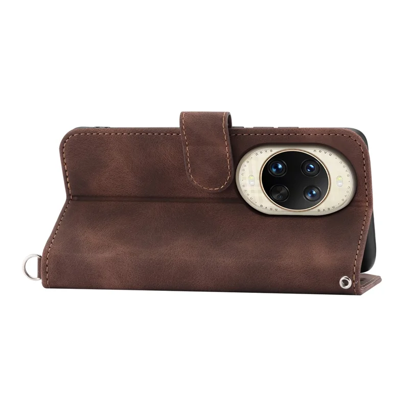 For Huawei nova 14 Ultra 5G Case Flower Pattern PU Leather Wallet Phone Cover with Strap - Brown