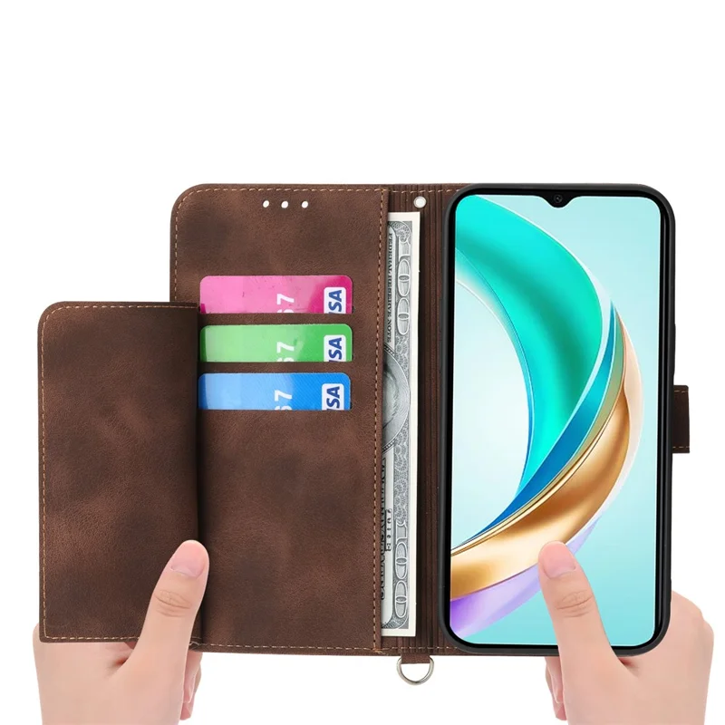 For Huawei nova 14 Ultra 5G Case Flower Pattern PU Leather Wallet Phone Cover with Strap - Brown