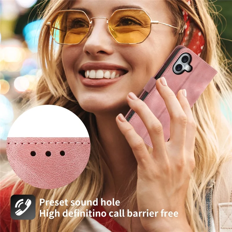 For iPhone 17 Case Flower Pattern PU Leather Wallet Phone Cover with Strap - Pink