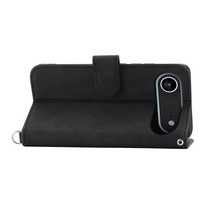 For iPhone 17 Air Case Flower Pattern PU Leather Wallet Phone Cover with Strap - Black