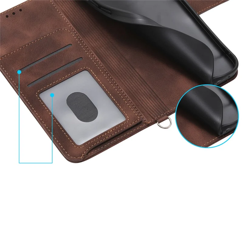 For iPhone 17 Air Case Flower Pattern PU Leather Wallet Phone Cover with Strap - Brown