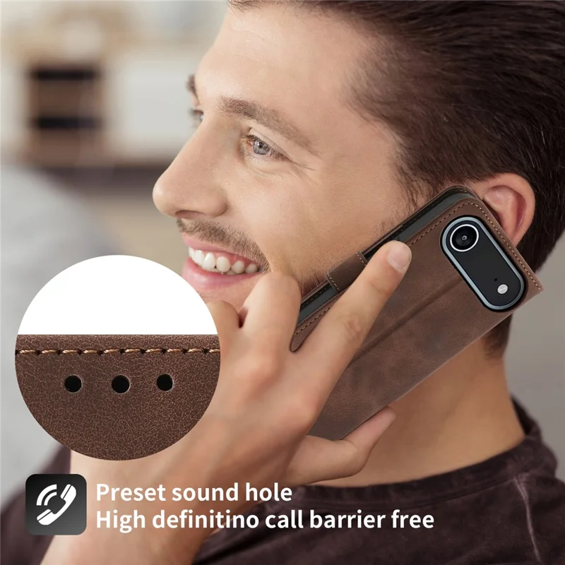 For iPhone 17 Air Case Flower Pattern PU Leather Wallet Phone Cover with Strap - Brown