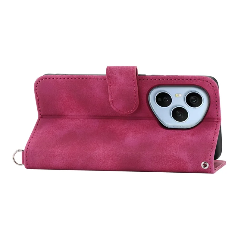 For Honor 400 Pro 5G (Global) Case Flower Pattern PU Leather Wallet Phone Cover with Strap - Wine Red