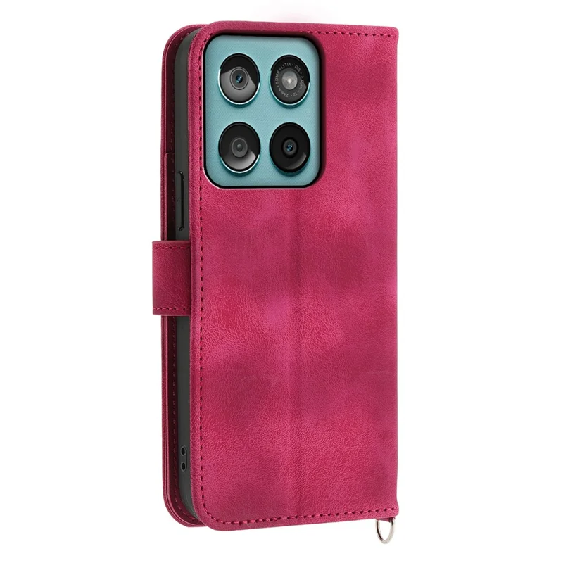For Motorola Edge 60 Fusion 5G Case Flower Pattern PU Leather Wallet Phone Cover with Strap - Wine Red