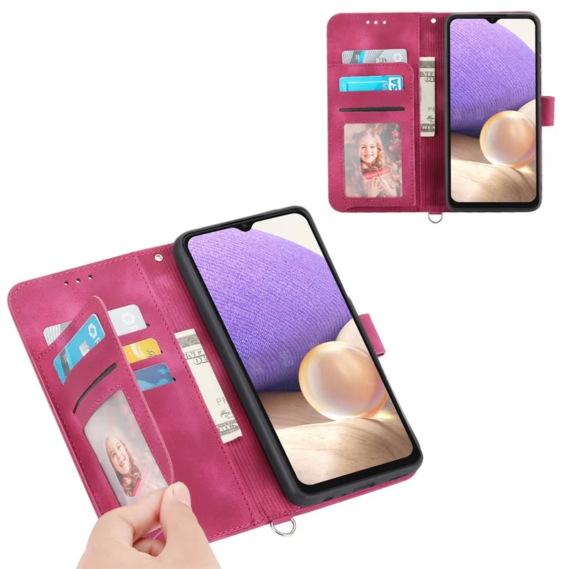 For Motorola Edge 60 Fusion 5G Case Flower Pattern PU Leather Wallet Phone Cover with Strap - Wine Red