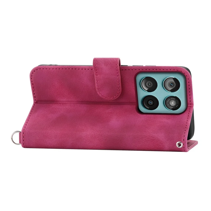For Motorola Edge 60 Fusion 5G Case Flower Pattern PU Leather Wallet Phone Cover with Strap - Wine Red