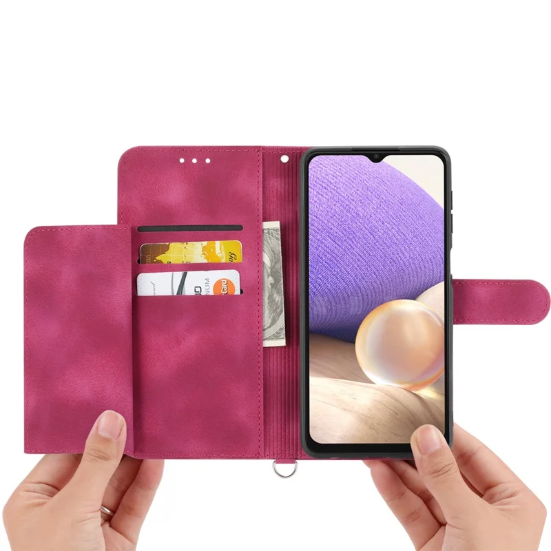 For Motorola Edge 60 Fusion 5G Case Flower Pattern PU Leather Wallet Phone Cover with Strap - Wine Red