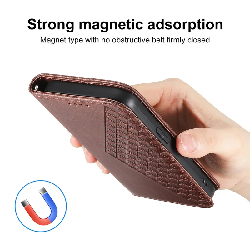 Für iPhone 17 Air Case Lederhülle mit Kalbleder-Textur Geldbörsen-Handyhülle mit Handschlaufe - Braun