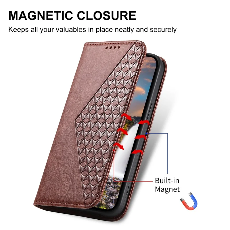 Für iPhone 17 Air Case Lederhülle mit Kalbleder-Textur Geldbörsen-Handyhülle mit Handschlaufe - Braun