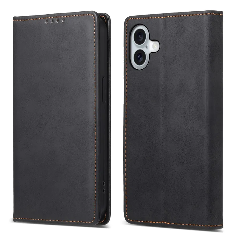 For iPhone 17 Wallet Case RFID Blocking PU Leather Phone Cover - Black