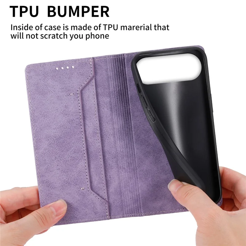For iPhone 17 Air Wallet Case RFID Blocking PU Leather Phone Cover - Purple