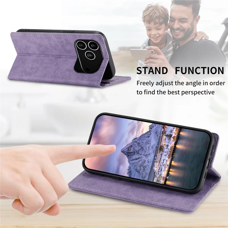 For iPhone 18 Pro / 17 Pro Wallet Case RFID Blocking PU Leather Phone Cover - Purple