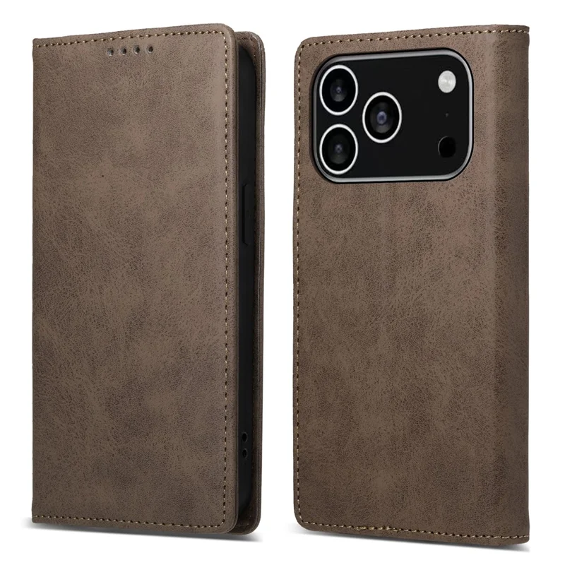 For iPhone 17 Pro Wallet Case RFID Blocking PU Leather Phone Cover - Brown