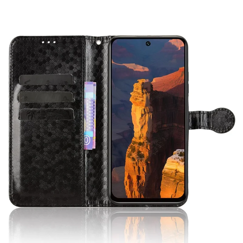 Чехол-кошелек для itel A95 5G с узором в точку, из искусственной кожи, с ремешком на запястье - Черный