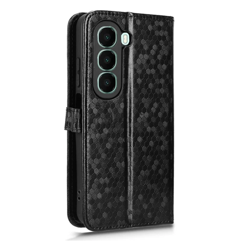 Чехол-кошелек для itel A95 5G с узором в точку, из искусственной кожи, с ремешком на запястье - Черный