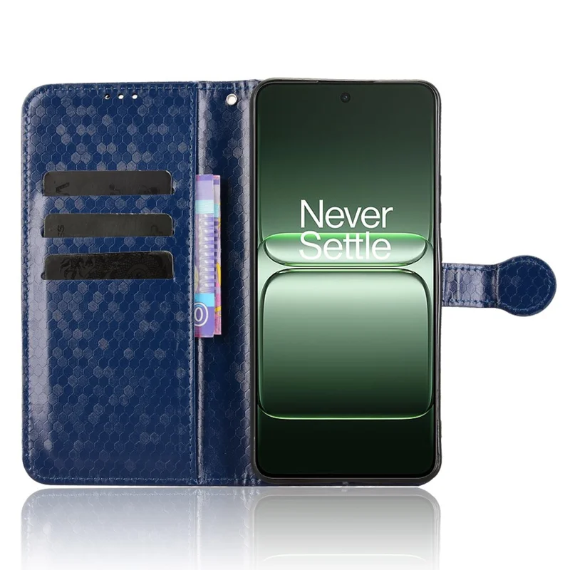 Funda tipo cartera para OnePlus Ace 5 Racing 5G con estampado de puntos, de piel sintética (PU) y con correa para la muñeca - Azul oscuro