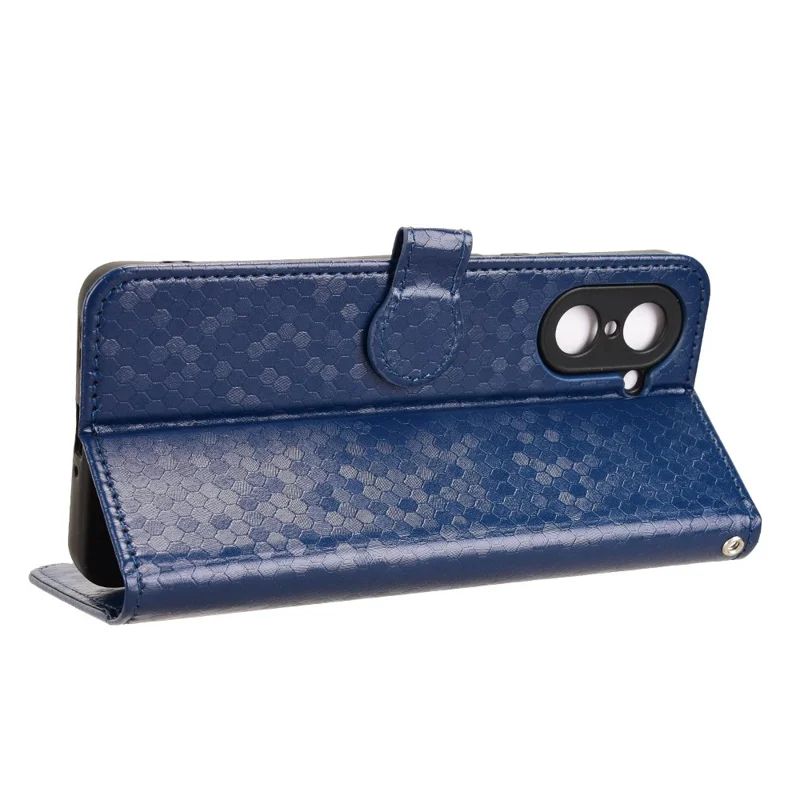 Funda tipo cartera para OnePlus Ace 5 Racing 5G con estampado de puntos, de piel sintética (PU) y con correa para la muñeca - Azul oscuro