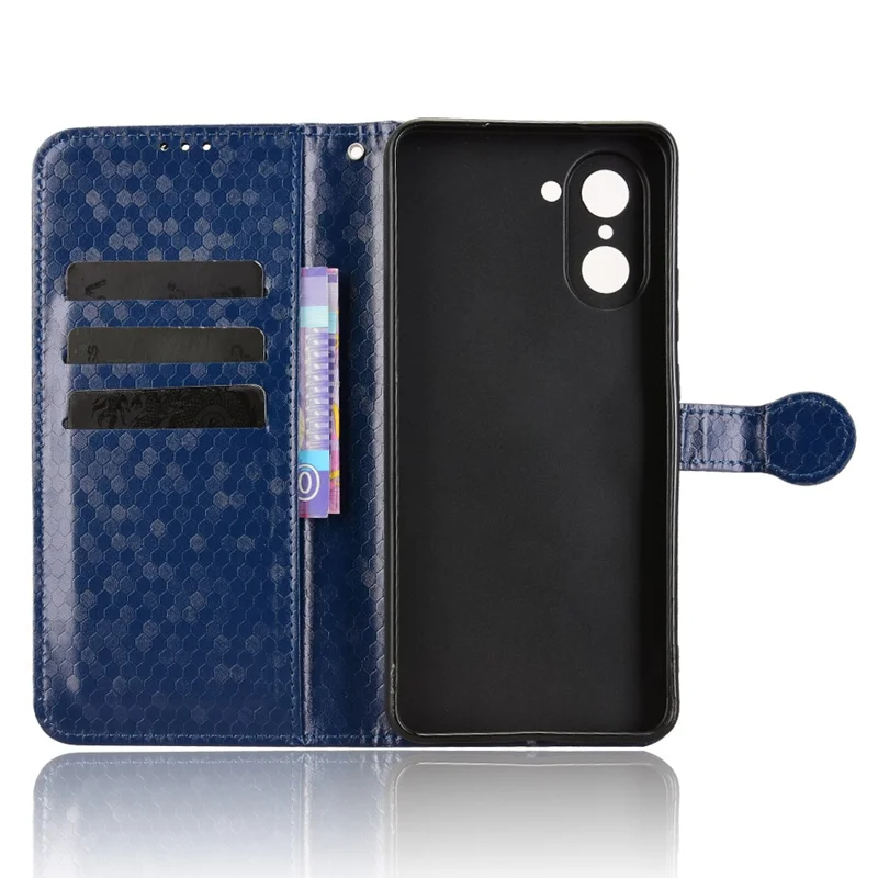 Funda tipo cartera para OnePlus Ace 5 Racing 5G con estampado de puntos, de piel sintética (PU) y con correa para la muñeca - Azul oscuro