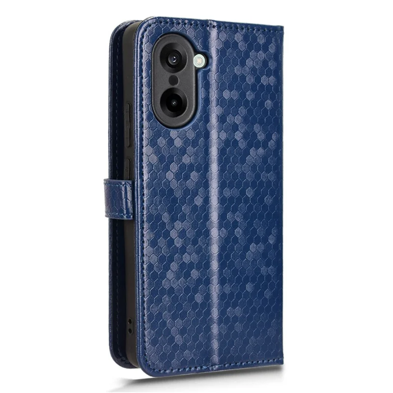 Funda tipo cartera para OnePlus Ace 5 Racing 5G con estampado de puntos, de piel sintética (PU) y con correa para la muñeca - Azul oscuro
