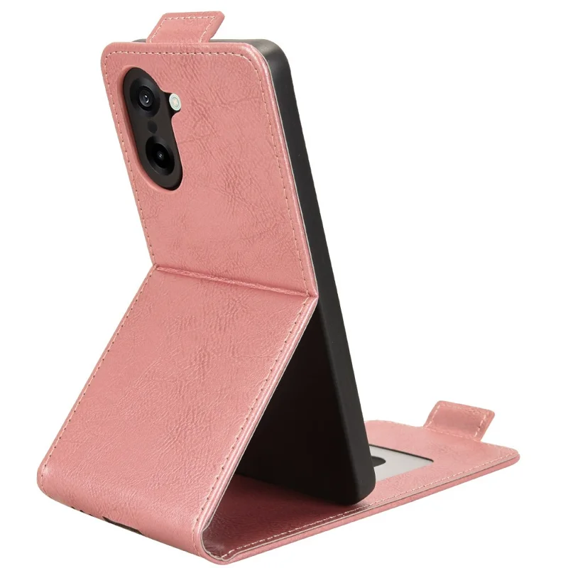 Étui de support pour OnePlus Ace 5 Racing 5G avec fermoir magnétique à rabat vertical en cuir, porte-carte - Or rose
