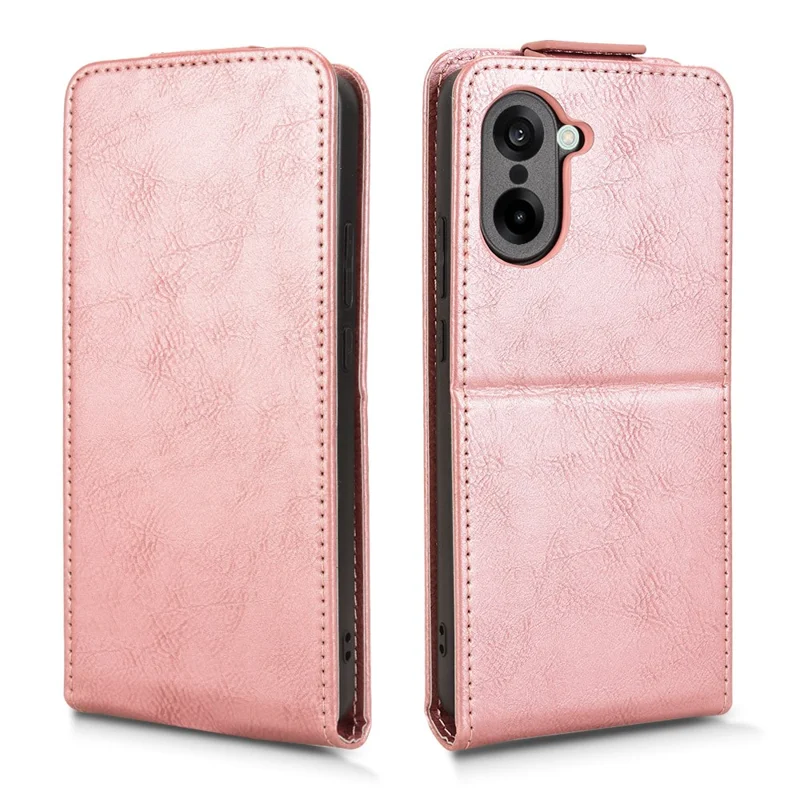 Étui de support pour OnePlus Ace 5 Racing 5G avec fermoir magnétique à rabat vertical en cuir, porte-carte - Or rose
