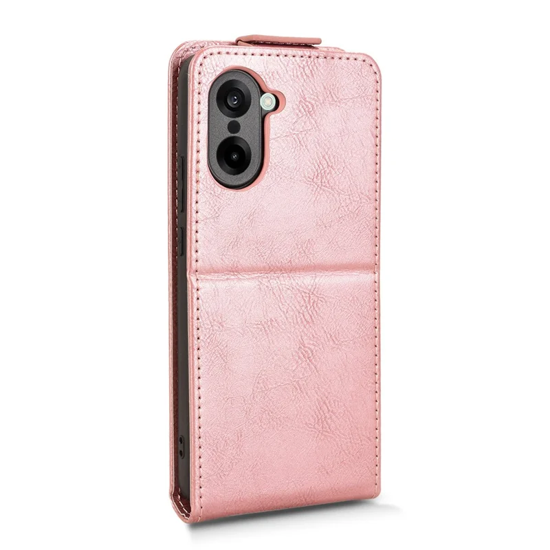 Étui de support pour OnePlus Ace 5 Racing 5G avec fermoir magnétique à rabat vertical en cuir, porte-carte - Or rose