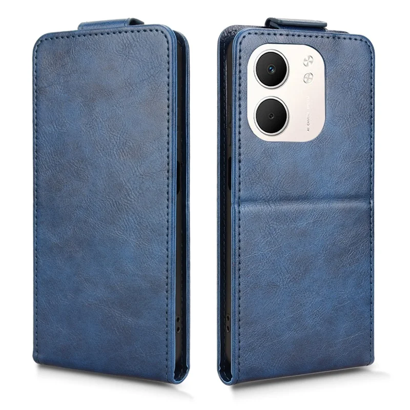 Para Oppo A5x 5G / 4G Funda de Soporte Cierre Magnético Flip Vertical de Cuero con Soporte para Tarjetas - Azul Oscuro