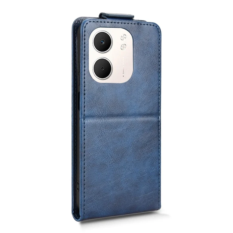 Para Oppo A5x 5G / 4G Funda de Soporte Cierre Magnético Flip Vertical de Cuero con Soporte para Tarjetas - Azul Oscuro