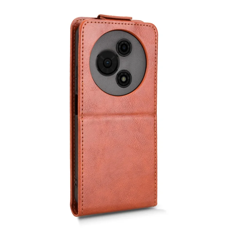 Custodia per TCL 605 4G con Supporto e Chiusura Magnetica - Flip Verticale in Pelle con Porta Carte - Arancione