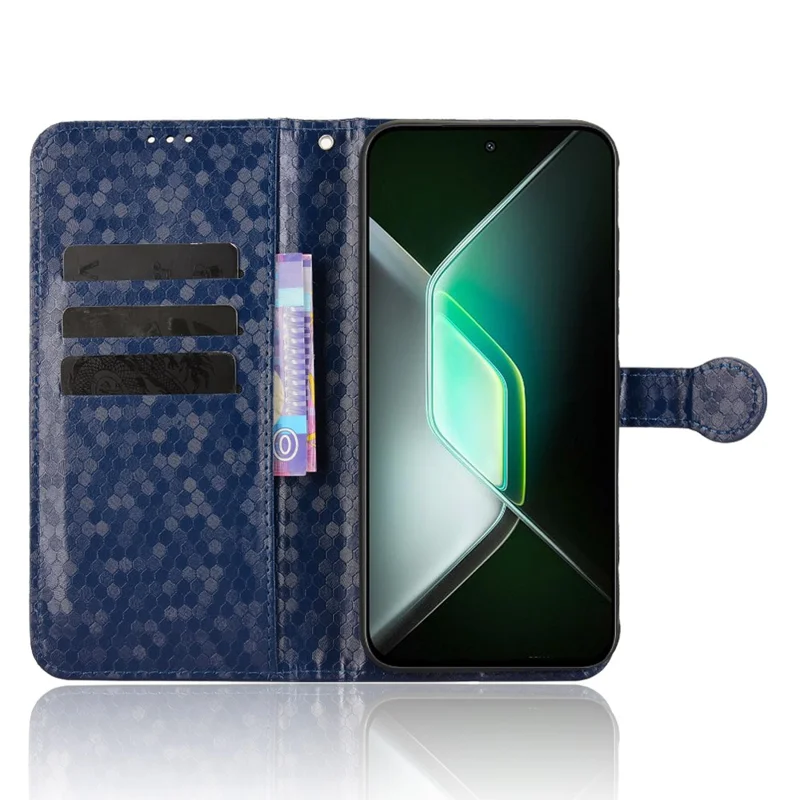 Étui Portefeuille pour Infinix GT 30 Pro 5G Motif à Pois en Cuir PU avec Dragonne - Bleu Foncé