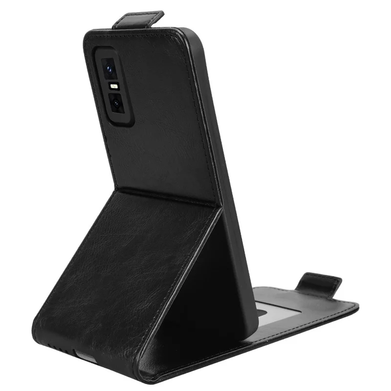 For Infinix GT 30 Pro 5G Stand Case Magnetic Clasp Vertical Flip Leather Phone Cover with Card Holder - Black