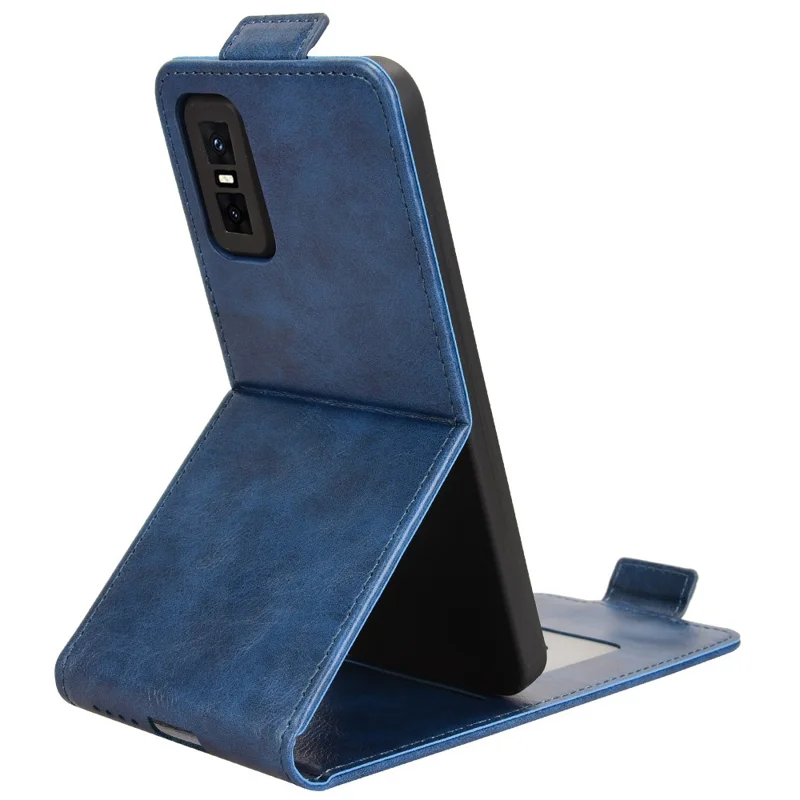 For Infinix GT 30 Pro 5G Stand Case Magnetic Clasp Vertical Flip Leather Phone Cover with Card Holder - Dark Blue