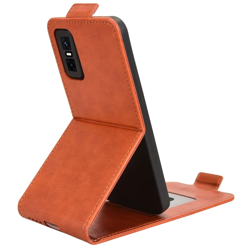 For Infinix GT 30 Pro 5G Stand Case Magnetic Clasp Vertical Flip Leather Phone Cover with Card Holder - Orange