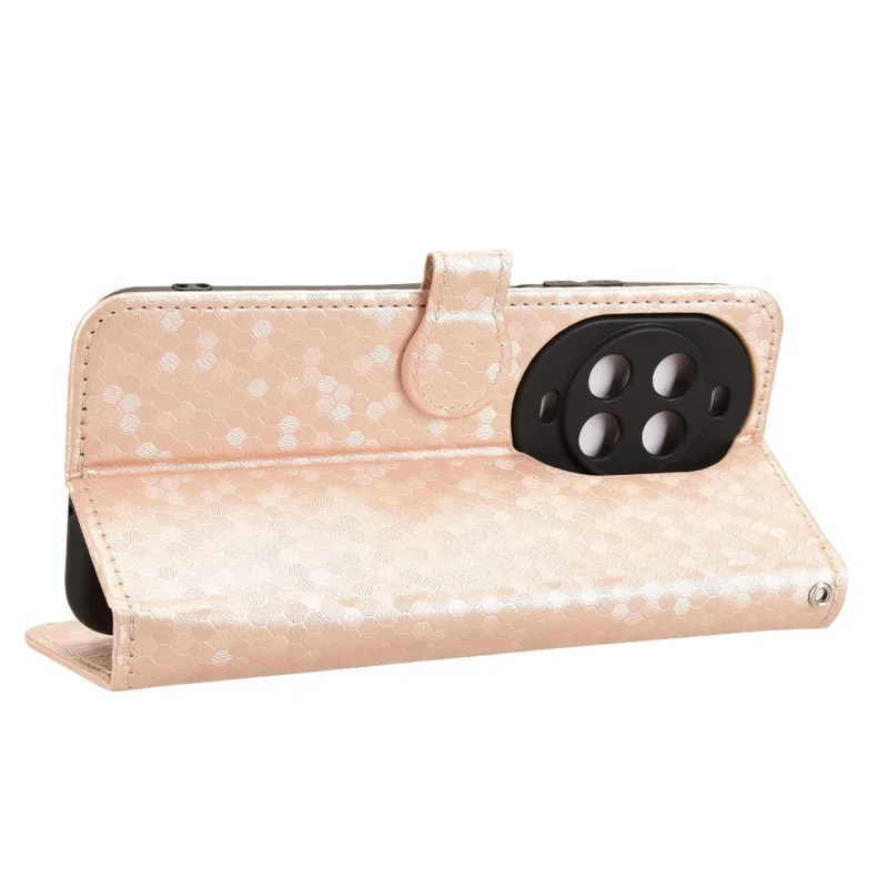 For Huawei nova 14 Pro 5G Wallet Case Dot Pattern Imprint PU Leather Phone Cover with Wrist Strap - Rose Gold