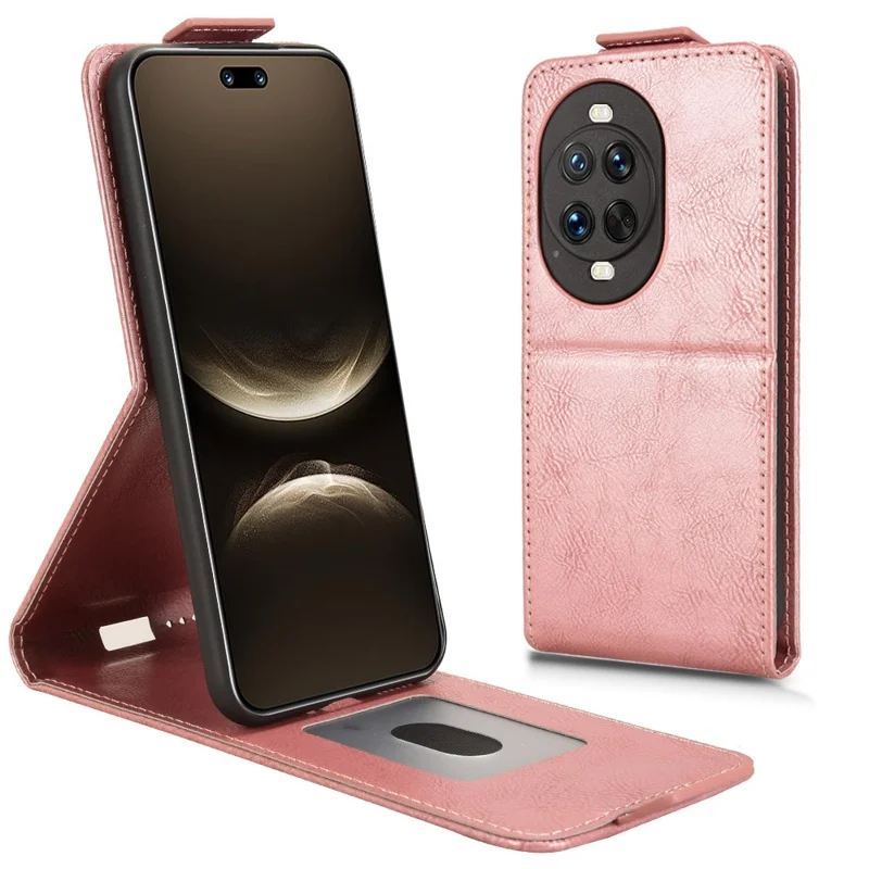 Funda con Tapa para Huawei nova 14 Pro 5G con Soporte, Cierre Magnético, Flip Vertical de Cuero con Tarjetero - Oro Rosa
