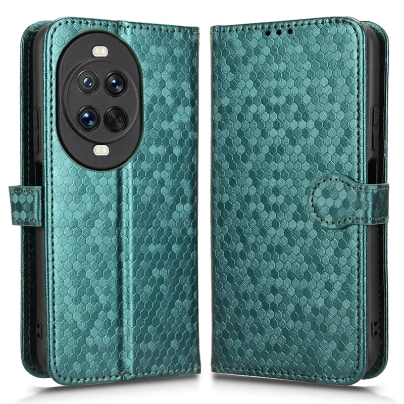 Pour Huawei nova 14 Ultra 5G Étui Portefeuille à Motif Pointillé en Cuir PU avec Dragonne - Vert