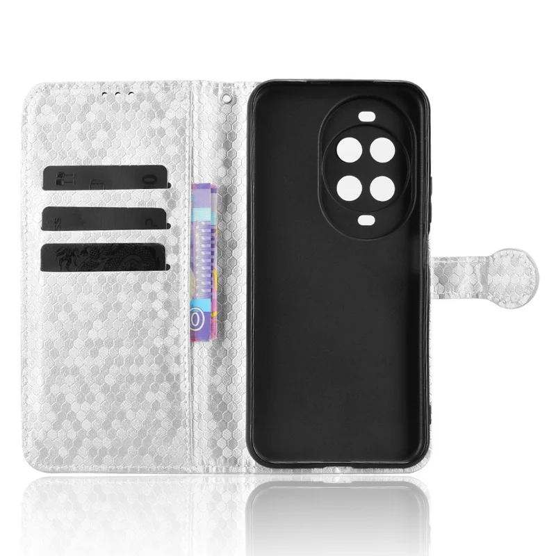 For Huawei nova 14 5G Wallet Case Dot Pattern Imprint PU Leather Phone Cover with Wrist Strap - Silver
