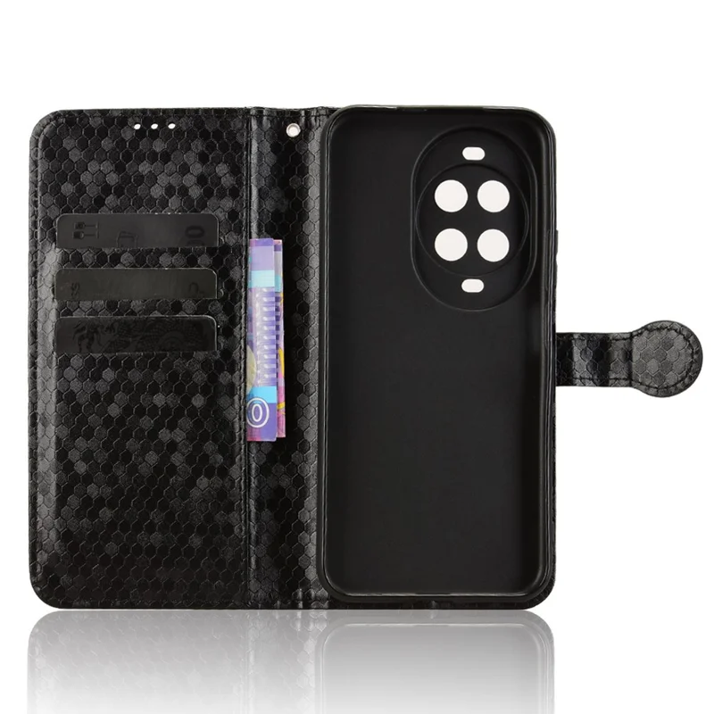 For Huawei nova 14 5G Wallet Case Dot Pattern Imprint PU Leather Phone Cover with Wrist Strap - Black