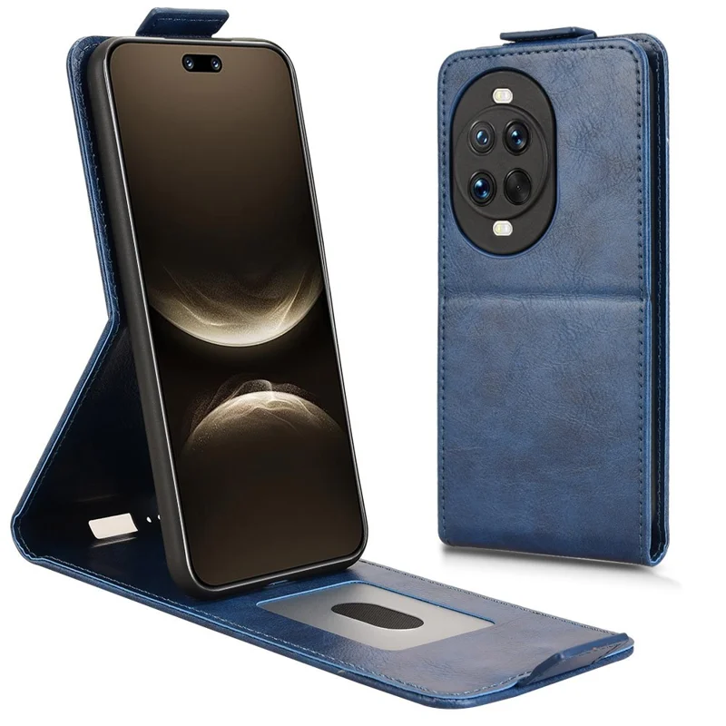 For Huawei nova 14 5G Stand Case Magnetic Clasp Vertical Flip Leather Phone Cover with Card Holder - Dark Blue