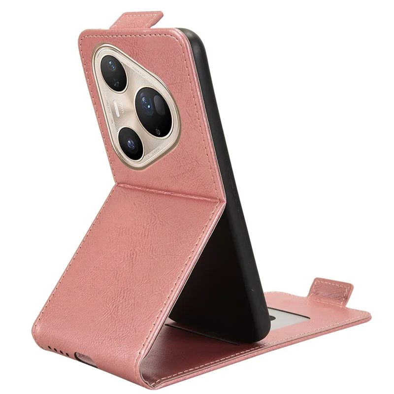 Für Huawei Pura 80 Ultra Ständer Magnetverschluss Vertikale Klapphülle Leder Handyhülle mit Kartenfach - Roségold