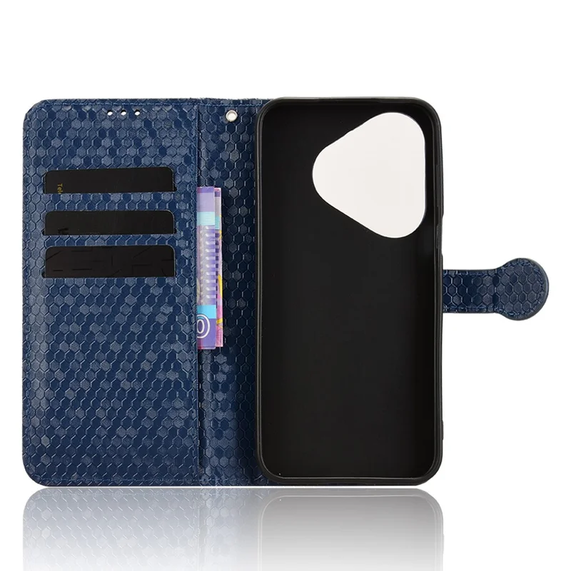 For Huawei Pura 80 Wallet Case Dot Pattern Imprint PU Leather Phone Cover with Wrist Strap - Dark Blue