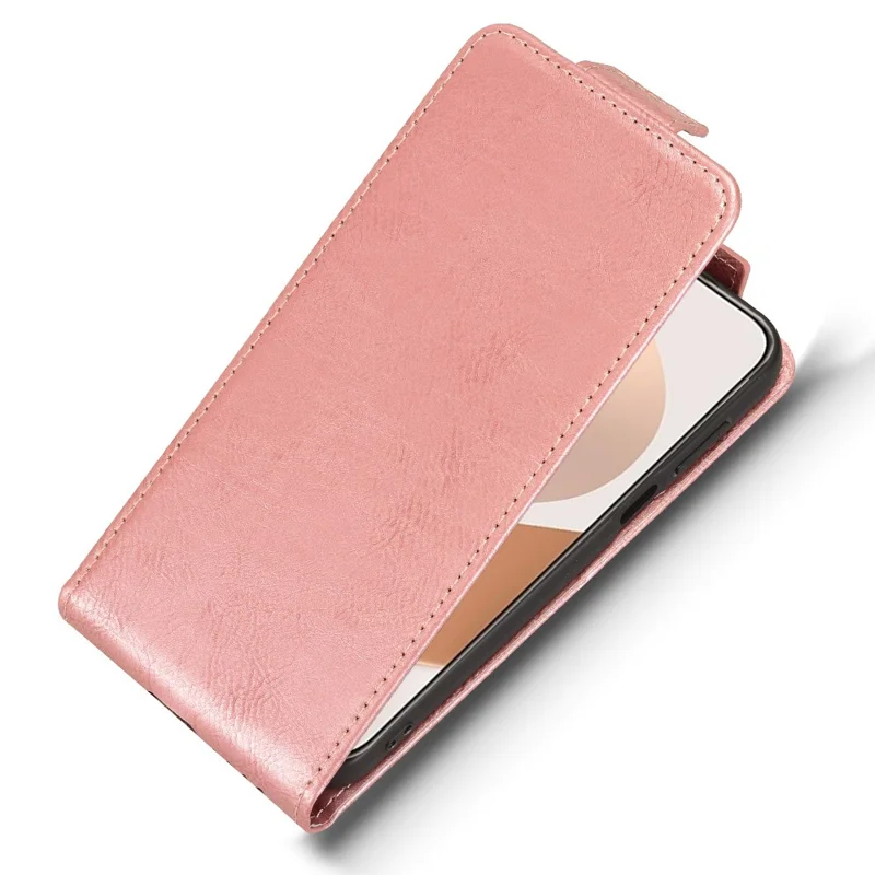 Capa Huawei Pura 80 com Suporte e Fecho Magnético - Flip Vertical em Couro com Porta-cartões - Dourado Rosé