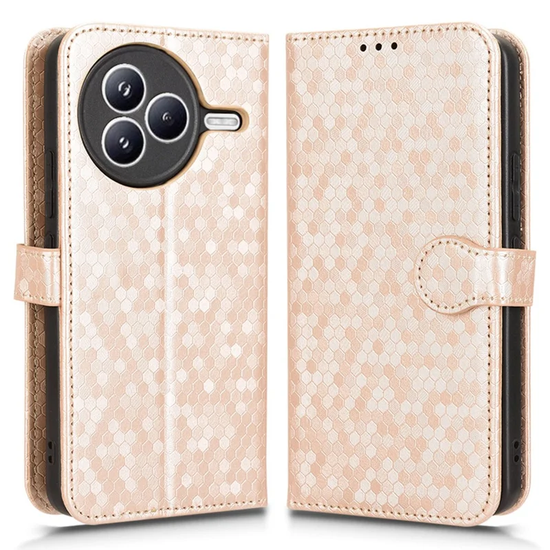 Cover a portafoglio per Xiaomi Civi 5 Pro 5G con motivo a pois, in pelle PU, con cinturino da polso - Oro Rosa