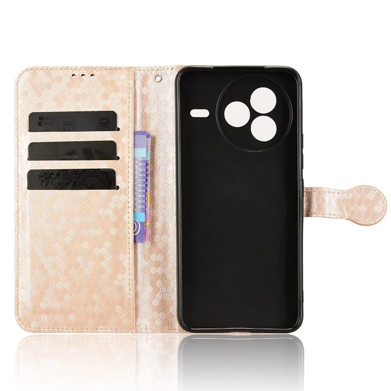 Cover a portafoglio per Xiaomi Civi 5 Pro 5G con motivo a pois, in pelle PU, con cinturino da polso - Oro Rosa