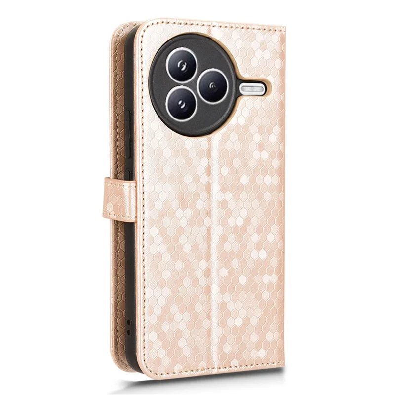 Cover a portafoglio per Xiaomi Civi 5 Pro 5G con motivo a pois, in pelle PU, con cinturino da polso - Oro Rosa